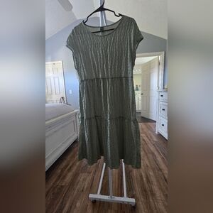 Chic Olive Midi Dress for Women